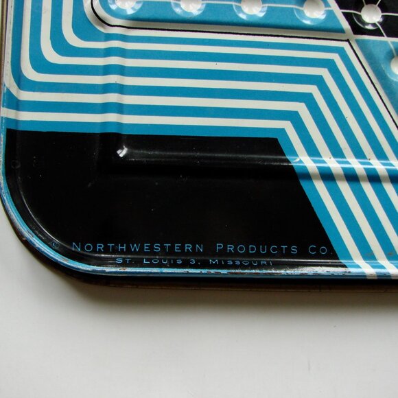 Vintage Chinese Checkers San Loo Metal 14x14 Game Board Blue Art Deco Style RARE - Picture 6 of 12